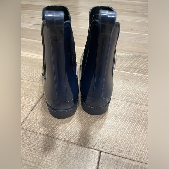 J Crew Chelsea Blue Rain Booties Boots Ankle Length Shaft Size 7 - Picture 3 of 5
